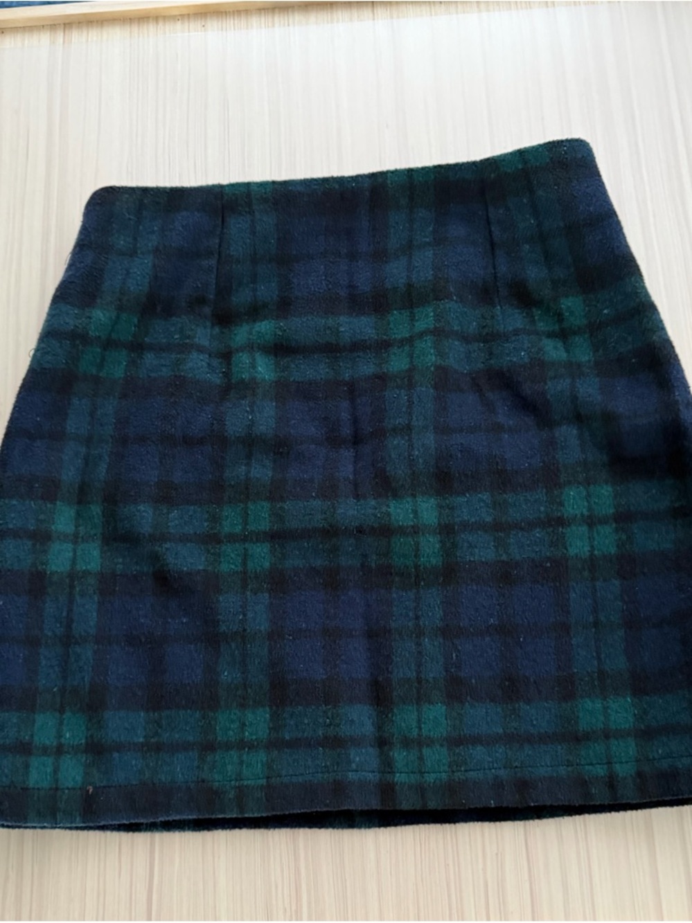 Plaid Mini Skirt in Navy and Green